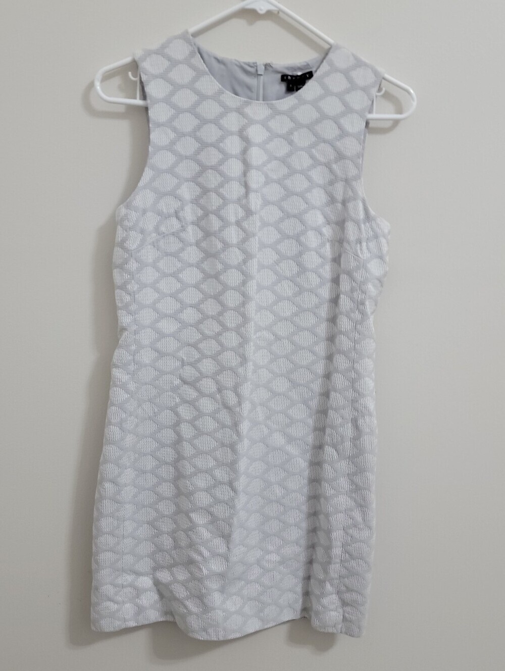 Theory Mayberry Haze Sleeveless Shift Gray White Jacquard Dress 6